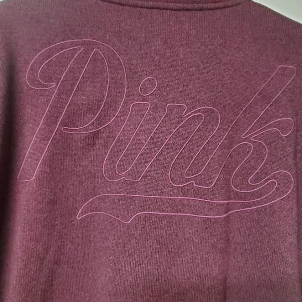Victoria Secret's Maroon Pink Embroider Half-Zip Sweater Sweatshirt